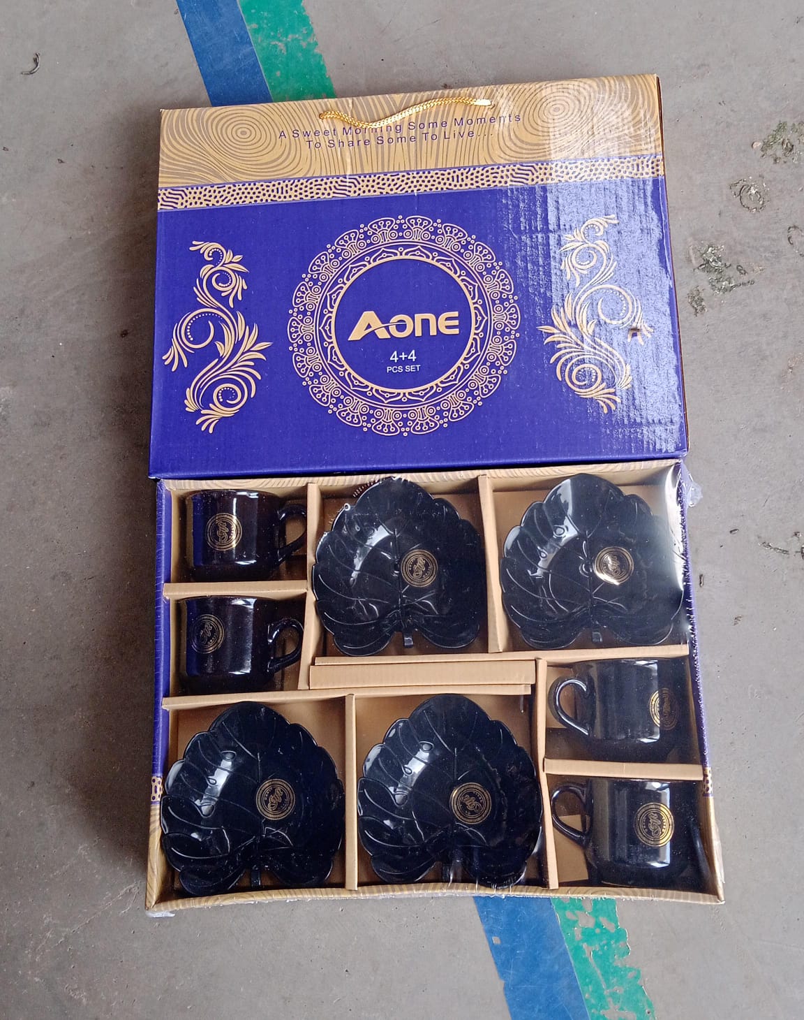 A One Ceramic Tea  Cups  Mug Set With Leaf Shape Serving Bowl (8 Pcs Set) A One Ceramic Tea  Cups  Mug Set With Leaf Shape Serving Bowl (8 Pcs Set)